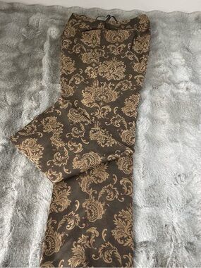 Talbots Brown and Tan Paisley-Print Pants-0186